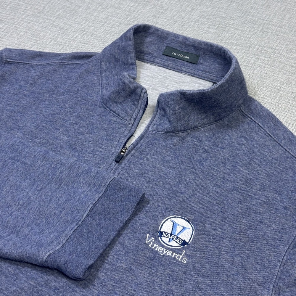 Turtleson 1/4 Zip Sweatshirt Mens 2XL Blue Pullover Fleece Vineyards Naples Logo